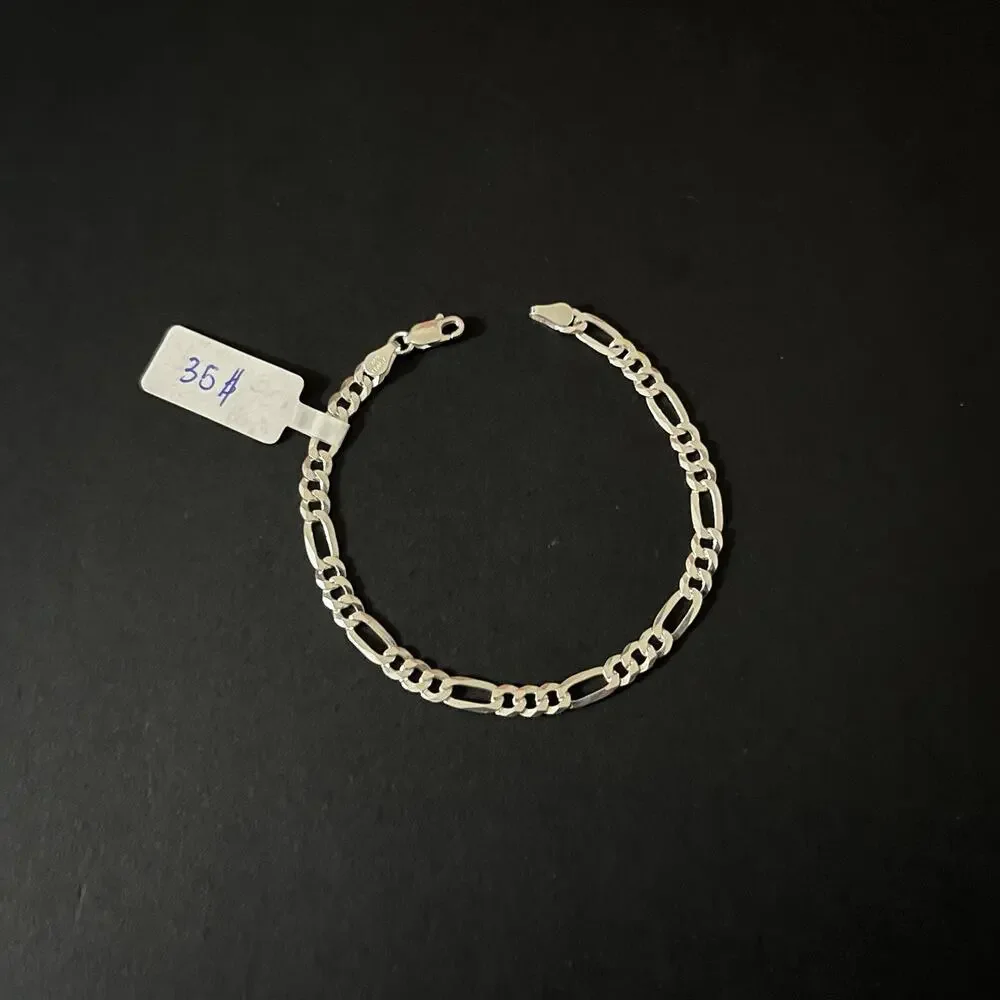 Esclava De Plata 925 Con Tejido Figaro,925 Silver Bracelet 7 Inch